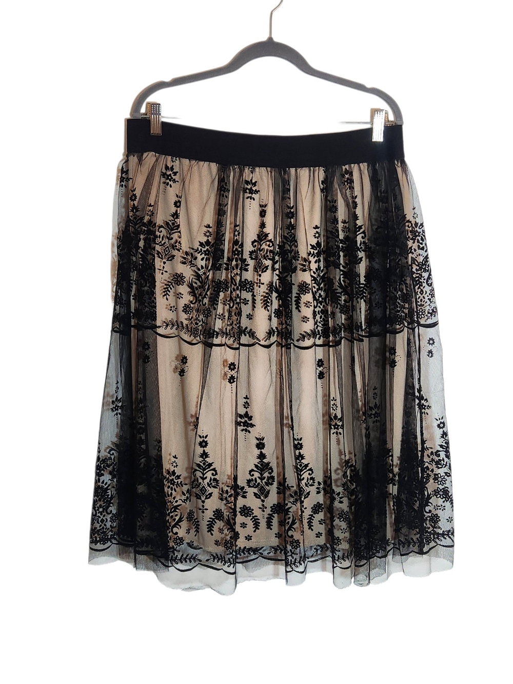 Metro Wear Black Lace Pull-On Skirt Size 1X